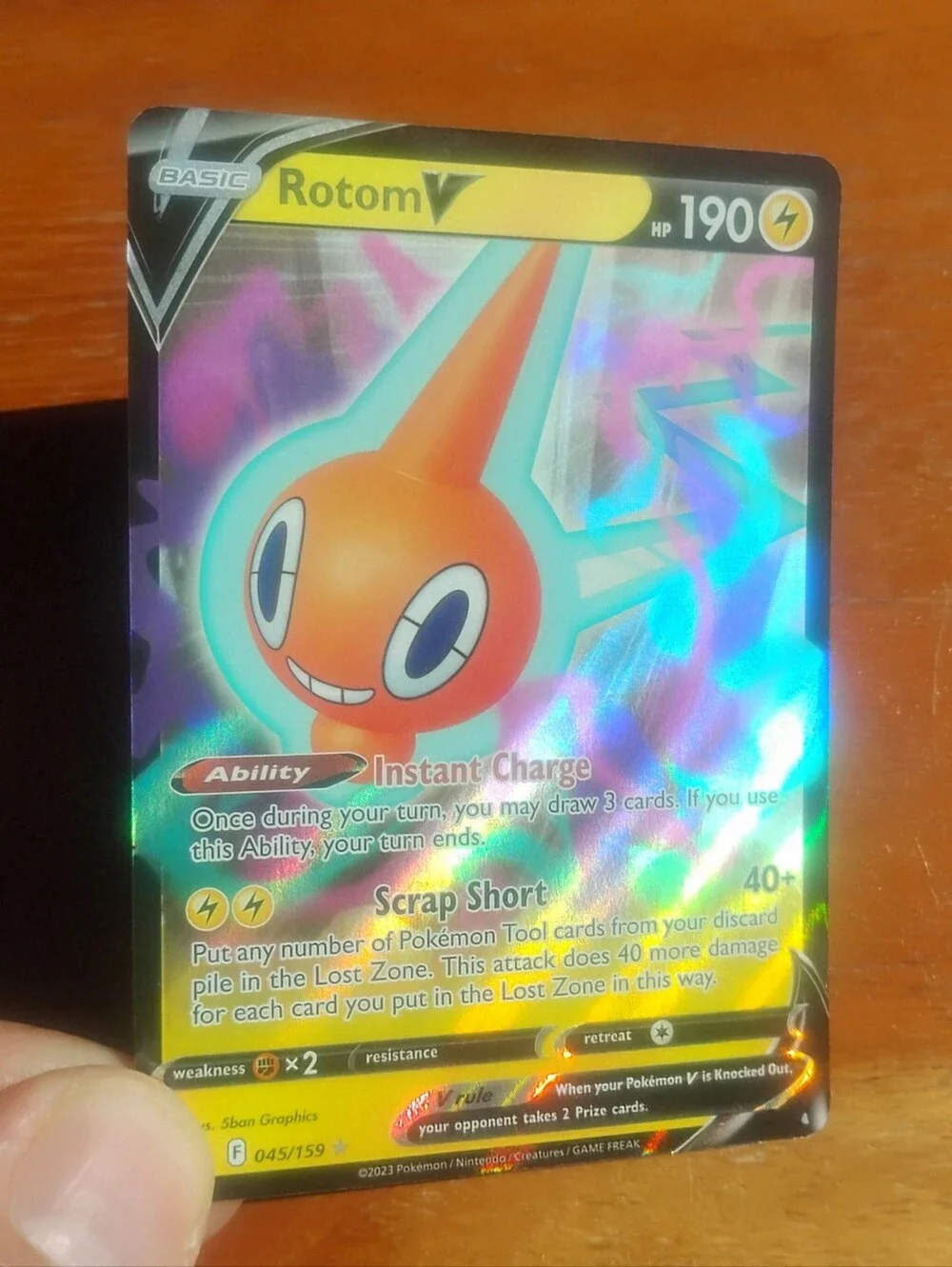 Mint 2023 Holo Ultra Rare Full Art Rotom V 045/159 Crown Zenith Pokemon Card